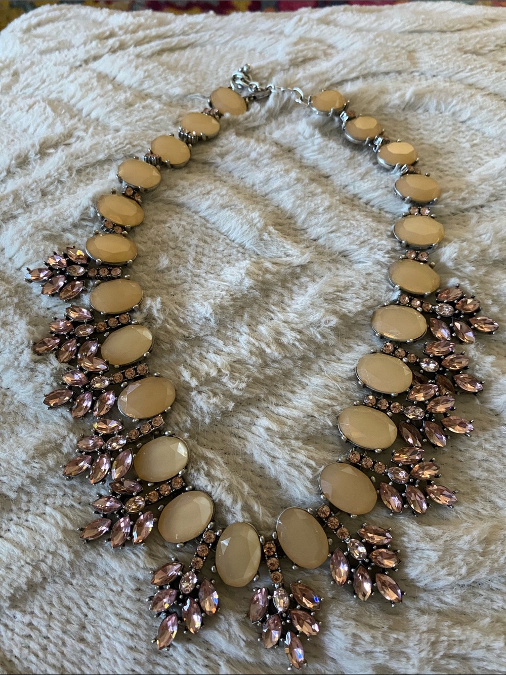 Joan Rivers Beige and Blush Crystal Statement Necklace